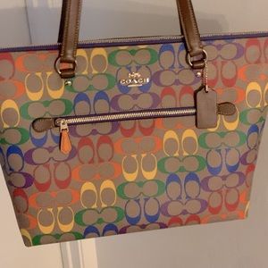 Coach rainbow tote & pouch